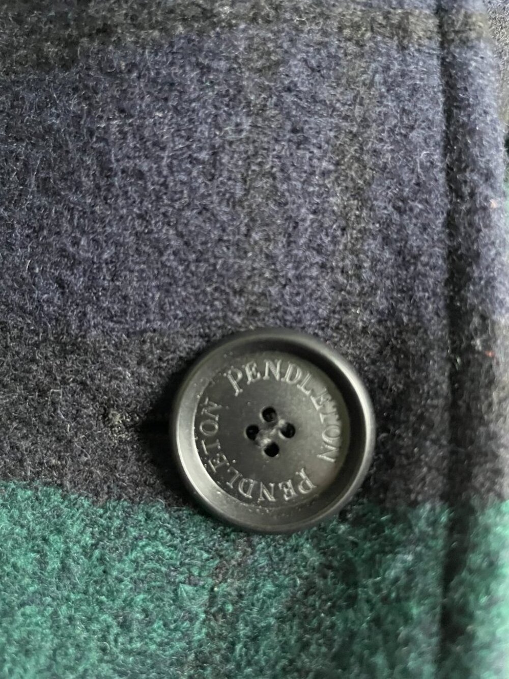 Pendleton Black Watch Plaid Wool Coat Jacket Forest Green Navy Blue Large L - Picture 8 of 15